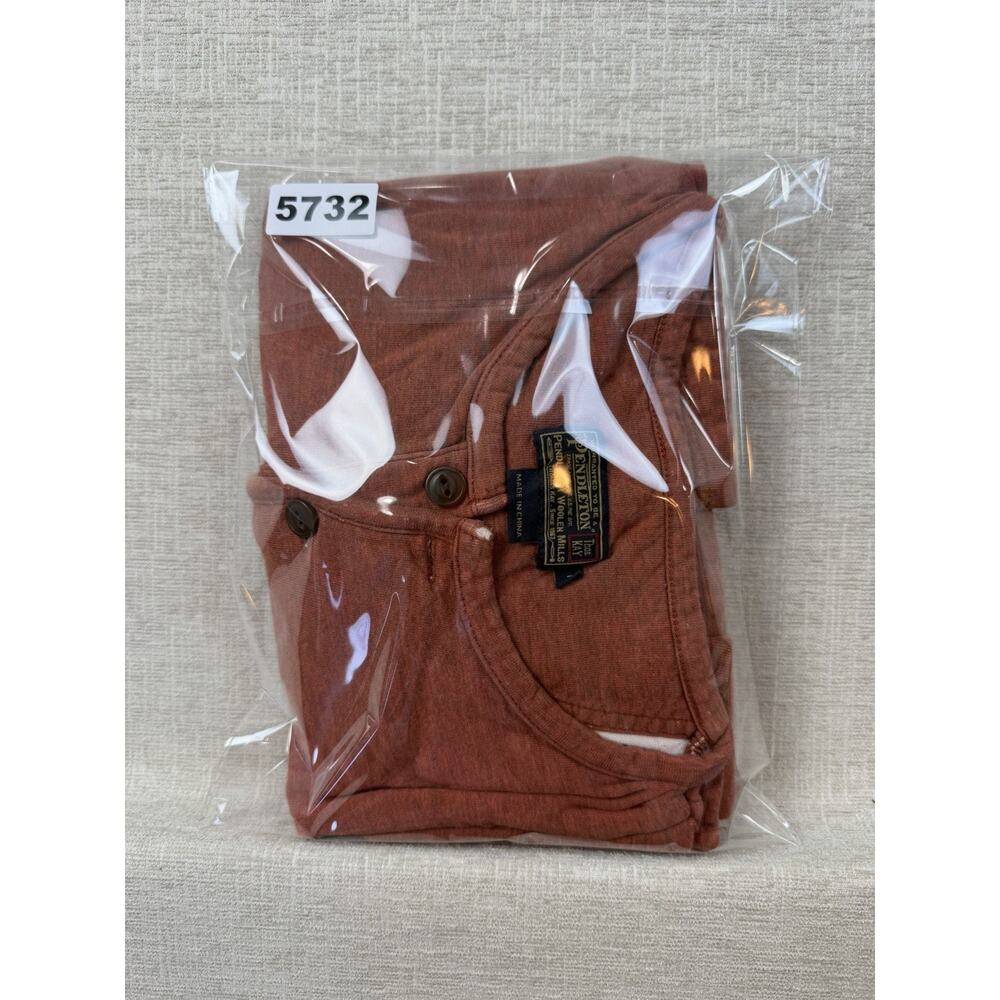 Pendleton Thos Kay Men’s Medium Merino Wool Blend Henley Long Sleeve Rust Shirt - Picture 7 of 7